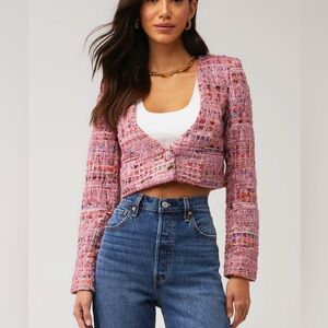 For love and lemons Celine blazer cropped tweed button blazer